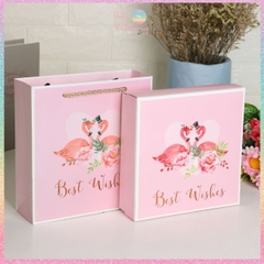 [HOTIS] 14 mẫu - Set Hộp đựng quà tự gấp kèm Túi giấy tiện lợi tiết kiệm hơn KT 20x20x6cm