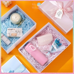 [HOTIS] Set hộp đựng quà tặng thắc nơ kèm túi giấy màu xanh hồng pastel tặng quà - KT 30x22x10cm