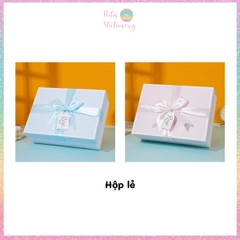 [HOTIS] Set hộp đựng quà tặng thắc nơ kèm túi giấy màu xanh hồng pastel tặng quà - KT 30x22x10cm
