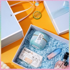 [HOTIS] Set hộp đựng quà tặng thắc nơ kèm túi giấy màu xanh hồng pastel tặng quà - KT 30x22x10cm