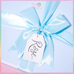 [HOTIS] Set hộp đựng quà tặng thắc nơ kèm túi giấy màu xanh hồng pastel tặng quà - KT 30x22x10cm