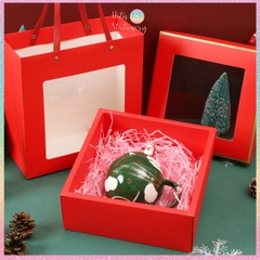 [HOTIS] 6 màu - Set Hộp đựng quà tự gấp có cửa sổ trong suốt kèm Túi giấy tiện lợi tiết kiệm hơn KT 22x22x8cm