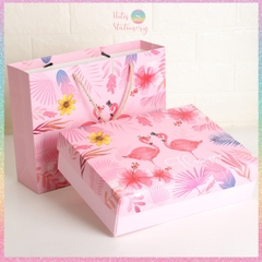 [HOTIS] 5 mẫu - Set Hộp đựng quà tự gấp kèm Túi giấy tiện lợi tiết kiệm hơn, dáng hộp chữ nhật