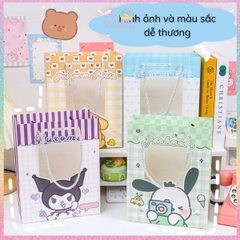 [HOTIS] Túi giấy đựng quà tặng hoạt hình Sanrio mặt kính trong suốt - 24x19x9cm