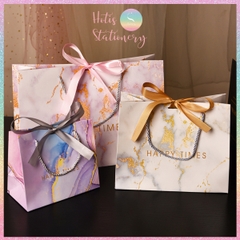 [HOTIS] 8 MẪU - Túi giấy đựng quà tặng vân gold gradient có quai xách và tặng kèm ruy băng thắc nơ đôi - 3 size