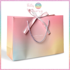 [HOTIS] 8 MẪU - Túi giấy đựng quà tặng vân gold gradient có quai xách và tặng kèm ruy băng thắc nơ đôi - 3 size