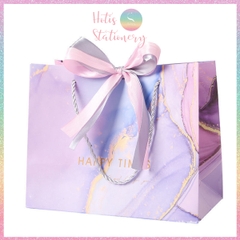[HOTIS] 8 MẪU - Túi giấy đựng quà tặng vân gold gradient có quai xách và tặng kèm ruy băng thắc nơ đôi - 3 size