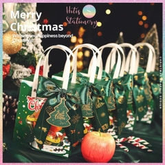 [HOTIS] Túi Giấy Giáng Sinh Có Cửa Kính Trong Suốt - Túi Đựng Quà Noel Sang Trọng, Kèm Phụ Kiện Trang Trí