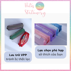 [HOTIS] Túi lưới đựng bút trong suốt gam màu retro sang chảnh hiện đại