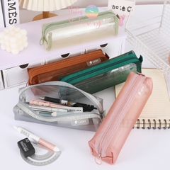 [HOTIS] Túi lưới đựng bút trong suốt gam màu retro sang chảnh hiện đại