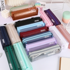 [HOTIS] Túi lưới đựng bút trong suốt gam màu retro sang chảnh hiện đại