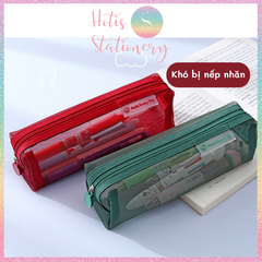 [HOTIS] Túi lưới đựng bút trong suốt gam màu retro sang chảnh hiện đại