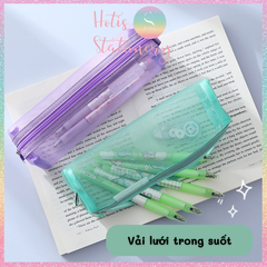 [HOTIS] Túi lưới đựng bút trong suốt gam màu retro sang chảnh hiện đại