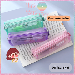 [HOTIS] Túi lưới đựng bút trong suốt gam màu retro sang chảnh hiện đại