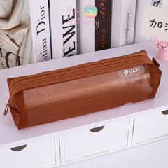 [HOTIS] Túi lưới đựng bút trong suốt gam màu retro sang chảnh hiện đại
