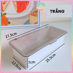 [HOTIS] Hộp đựng đồ đa năng bằng nhựa, đựng bút, sticker, cọ vẽ, cọ trang điểm, bông phấn