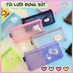 [HOTIS] Túi lưới đựng bút trong suốt hoạt hình màu dễ thương - Bóp viết có 8 màu