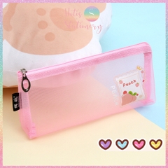 [HOTIS] Túi lưới đựng bút trong suốt hoạt hình màu dễ thương - Bóp viết có 8 màu