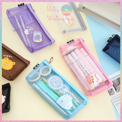 [HOTIS] Túi lưới đựng bút trong suốt hoạt hình màu dễ thương - Bóp viết có 8 màu
