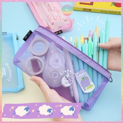 [HOTIS] Túi lưới đựng bút trong suốt hoạt hình màu dễ thương - Bóp viết có 8 màu