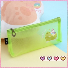 [HOTIS] Túi lưới đựng bút trong suốt hoạt hình màu dễ thương - Bóp viết có 8 màu