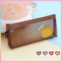 [HOTIS] Túi lưới đựng bút trong suốt hoạt hình màu dễ thương - Bóp viết có 8 màu