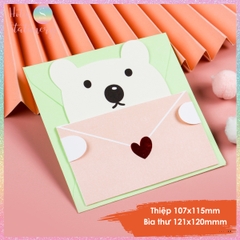 [HOTIS] Thiếp giấy hình thú ôm bao thư đáng yêu gấp gọn, kèm bao thư giấy tặng quà sinh nhật