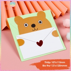 [HOTIS] Thiếp giấy hình thú ôm bao thư đáng yêu gấp gọn, kèm bao thư giấy tặng quà sinh nhật