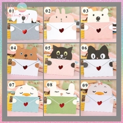 [HOTIS] Thiếp giấy hình thú ôm bao thư đáng yêu gấp gọn, kèm bao thư giấy tặng quà sinh nhật