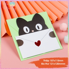 [HOTIS] Thiếp giấy hình thú ôm bao thư đáng yêu gấp gọn, kèm bao thư giấy tặng quà sinh nhật