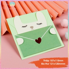 [HOTIS] Thiếp giấy hình thú ôm bao thư đáng yêu gấp gọn, kèm bao thư giấy tặng quà sinh nhật