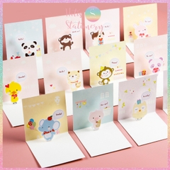 [HOTIS] Thiệp giấy 3D hình thú đáng yêu gấp gọn, kèm bao thư giấy, tặng quà sinh nhật, valentine
