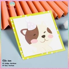 [HOTIS] Thiệp giấy 3D hình thú đáng yêu gấp gọn, kèm bao thư giấy, tặng quà sinh nhật, valentine