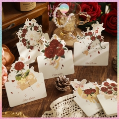 [HOTIS] Set 6 Thiệp Hoa Hồng Vintage - Thiệp Giấy Mỹ Thuật Gấp Gọn Viết Tay Trang Trí Quà Tặng Đẹp, Phong Cách Cổ Điển