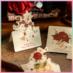 [HOTIS] Set 6 Thiệp Hoa Hồng Vintage - Thiệp Giấy Mỹ Thuật Gấp Gọn Viết Tay Trang Trí Quà Tặng Đẹp, Phong Cách Cổ Điển