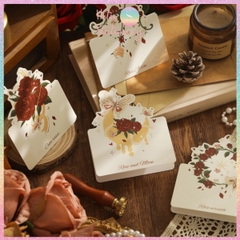 [HOTIS] Set 6 Thiệp Hoa Hồng Vintage - Thiệp Giấy Mỹ Thuật Gấp Gọn Viết Tay Trang Trí Quà Tặng Đẹp, Phong Cách Cổ Điển