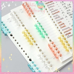 [HOTIS] Set 6 cái còng nhựa mini 3 & 5 chấu trong suốt gắn sổ còng binder A7/ A6/ A5/ B5/ A4