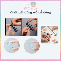 [HOTIS] Combo 100 Thanh còng nhựa mini 3 & 5 chấu trong suốt - Binder A7/ A6/ A5/ B5/ A4