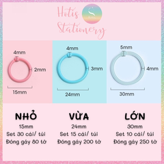 [HOTIS] Set 10/15/30 Khoen tròn nhựa làm sổ còng, flashcard, đóng gáy, móc chìa khóa - Nhiều màu