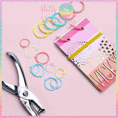 [HOTIS] Set 10/15/30 Khoen tròn nhựa làm sổ còng, flashcard, đóng gáy, móc chìa khóa - Nhiều màu