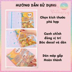 [HOTIS] Set 5 tờ decal bọc sách vở trong suốt - Kèm 12 sticker nhãn vở