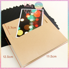 [HOTIS] Set 10 Bìa thư trơn nắp bằng 120gsm - Màu trắng/ đen/ kraft - 17.5x12.5cm