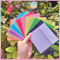 [HOTIS] Set 10 Bìa thư trơn 14 màu hình vuông nắp bằng 110gsm - 10x10cm