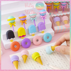 [HOTIS] Gôm tẩy chì hình 3D donut kem que ốc quế kẹo mút dễ thương