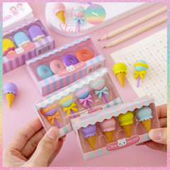 [HOTIS] Gôm tẩy chì hình 3D donut kem que ốc quế kẹo mút dễ thương