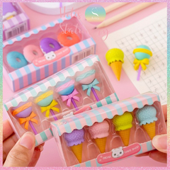 [HOTIS] Gôm tẩy chì hình 3D donut kem que ốc quế kẹo mút dễ thương
