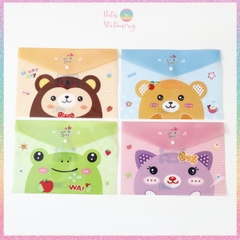 [HOTIS] Bìa nút đựng tài liệu A4 in màu họa tiết hoạt hình, sọc trơn - Nhiều mẫu