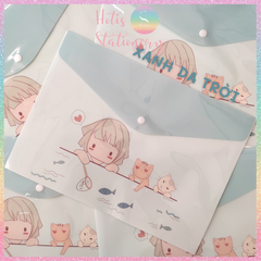 [HOTIS] Bìa nút đựng tài liệu A4 in màu họa tiết hoạt hình, sọc trơn - Nhiều mẫu