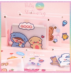 [HOTIS] Bìa đựng tài liệu A4 khóa zip họa tiết hoa lá, hoạt hình dễ thương