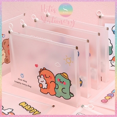 [HOTIS] Bìa đựng tài liệu A4 khóa zip họa tiết hoa lá, hoạt hình dễ thương